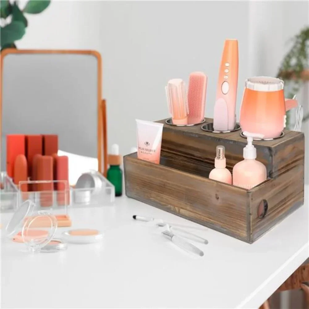 Wooden Hair Dryer Holder – Hair Tools and Styling Supplies Organizer and Storage